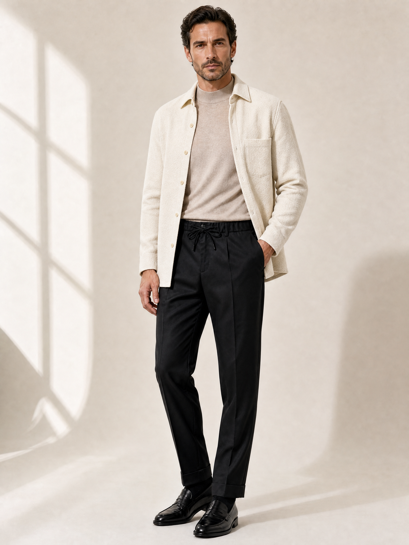 Briglia Isolas Drawstring Dress Pant – BLACK - Full Front Model