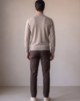 FERRANTE ESSENTIAL GARMENT-DYED MERINO MOCK NECK – LIGHT WARM TAUPE - Full Back Model