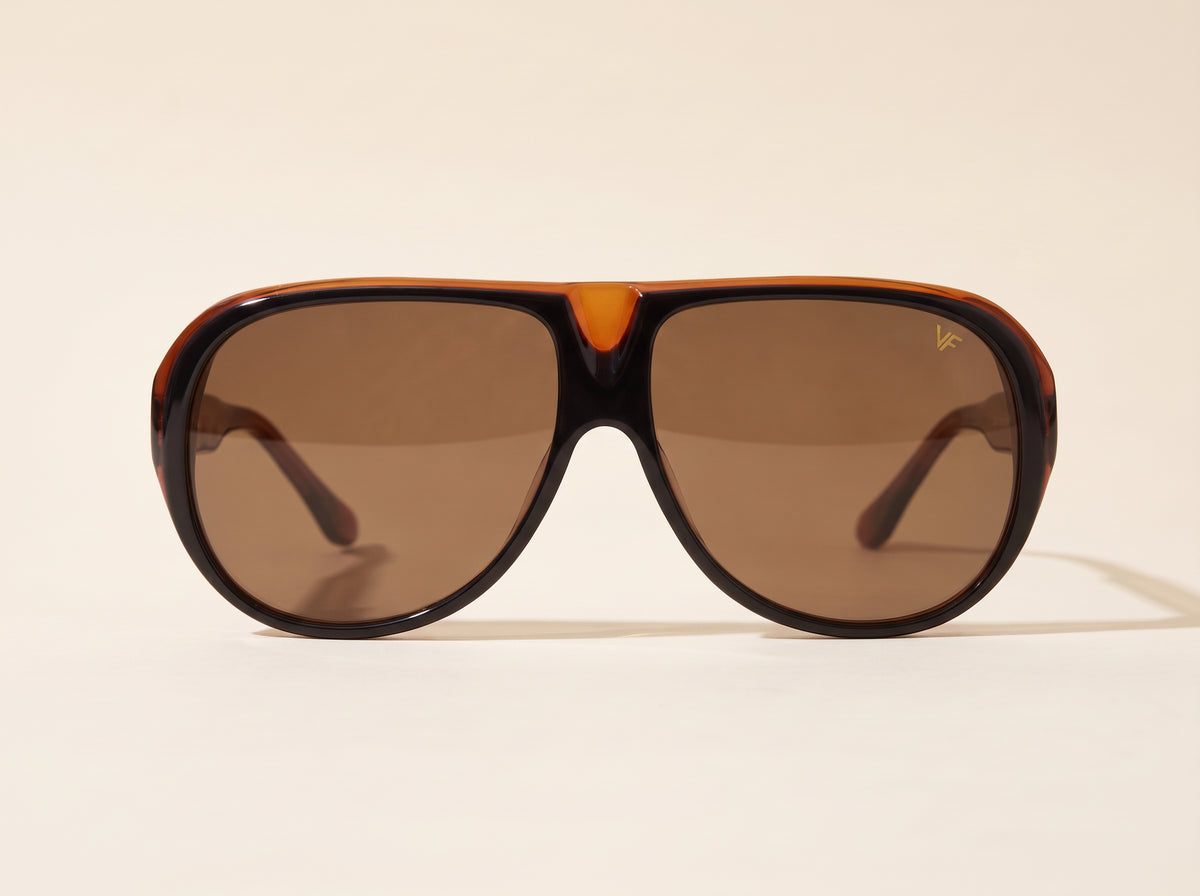 Vintage Frames Lebowski Black & Brown Acetate – Brown – BLACK / BROWN / BROWN - Front hero