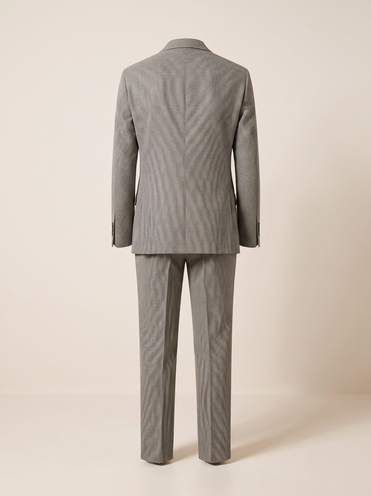MICRO-DOT DOUBLE-BREASTED PEAK LAPEL SUIT - GABRIELE PASINI – BLACK / IVORY - Ghost Back