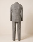 MICRO-DOT DOUBLE-BREASTED PEAK LAPEL SUIT - GABRIELE PASINI – BLACK / IVORY - Ghost Back