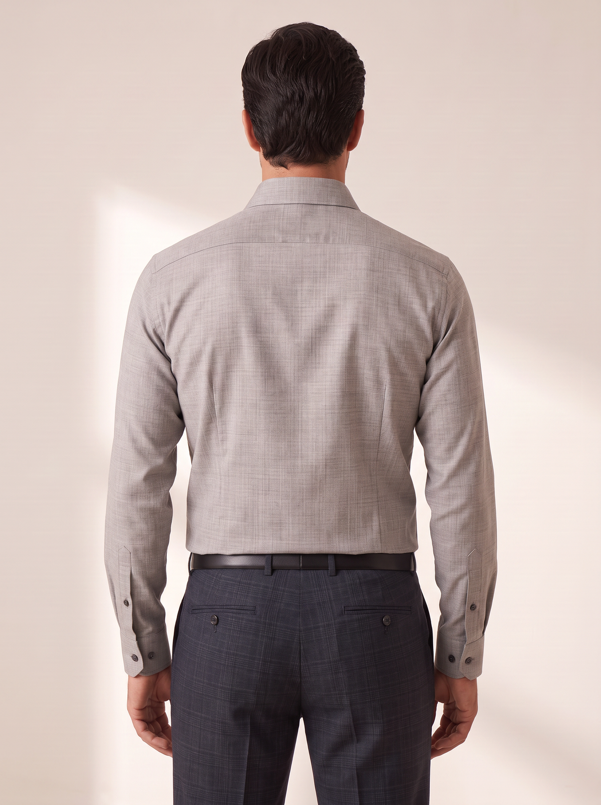 GORDON SC VIRGIN WOOL SHIRT – LIGHT GREY MELANGE - Hero Back