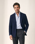 Gordon Textured Shirt – SAND – LIGHT BLUE - Hero Front
