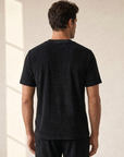 Gran Sasso Terry Cotton T-Shirt – BLACK - Mid-body Back