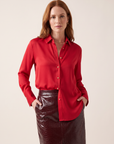 Silk Relaxed Shirt – CHERRY - Hero Front