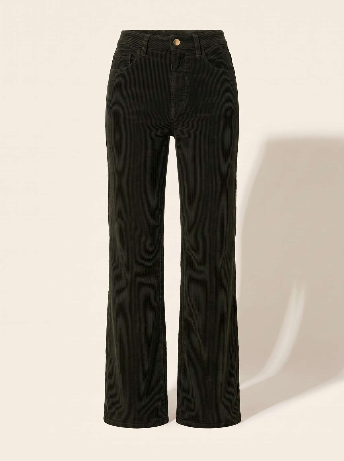L’AGENCE Scottie Corduroy Pant – ARMY - Ghost Mannequin Front