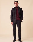 FRADI Kyran Stand-Collar Coat – BLACK - Full Body Front