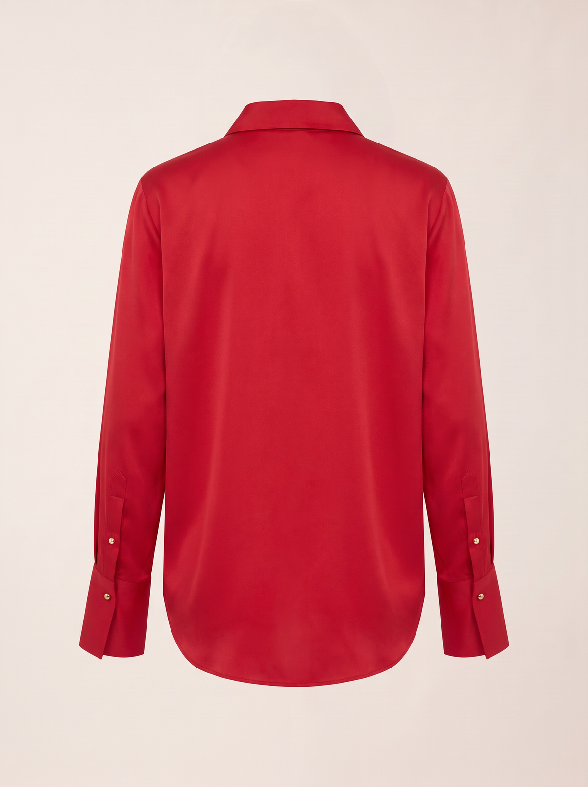 Silk Relaxed Shirt – CHERRY - Ghost Mannequin Back