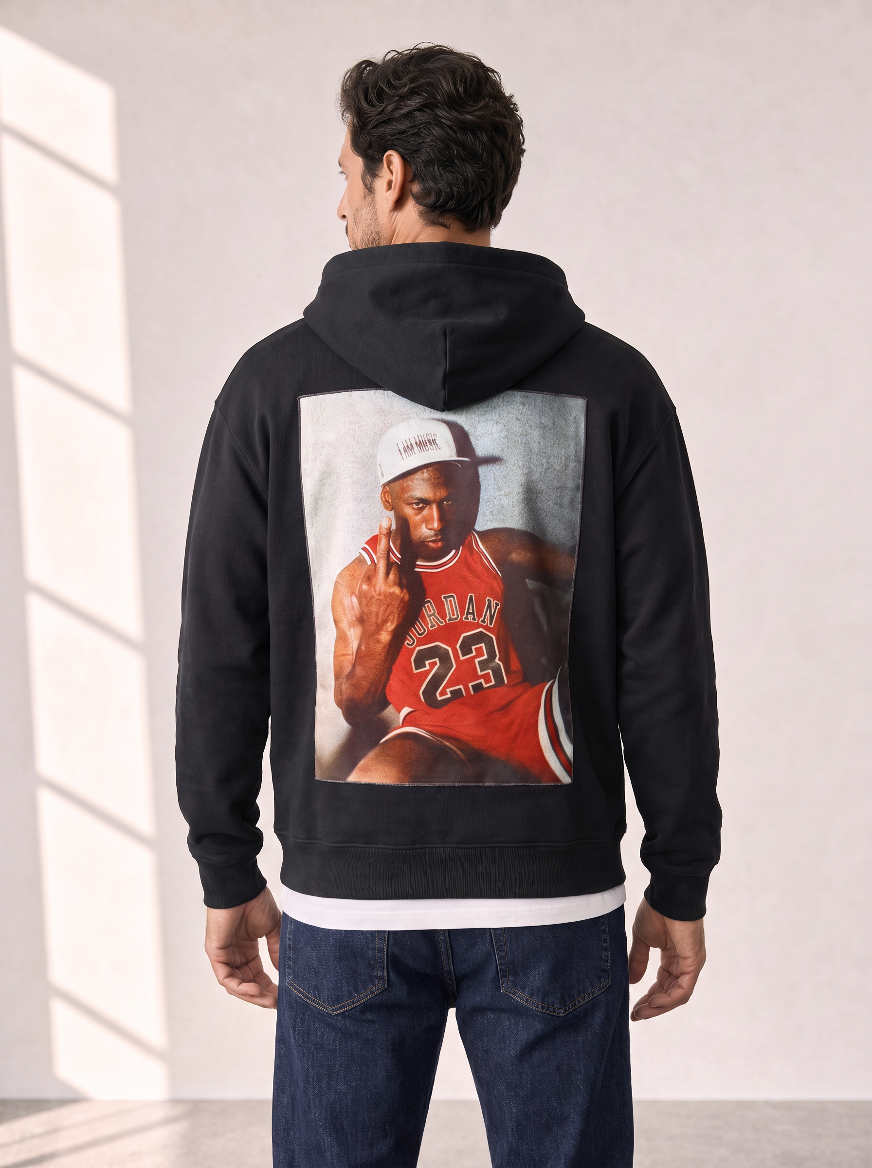 I AM MUSIC SILK PRINT HOODIE - BASTILLE – BLACK - Rear Artwork Hero