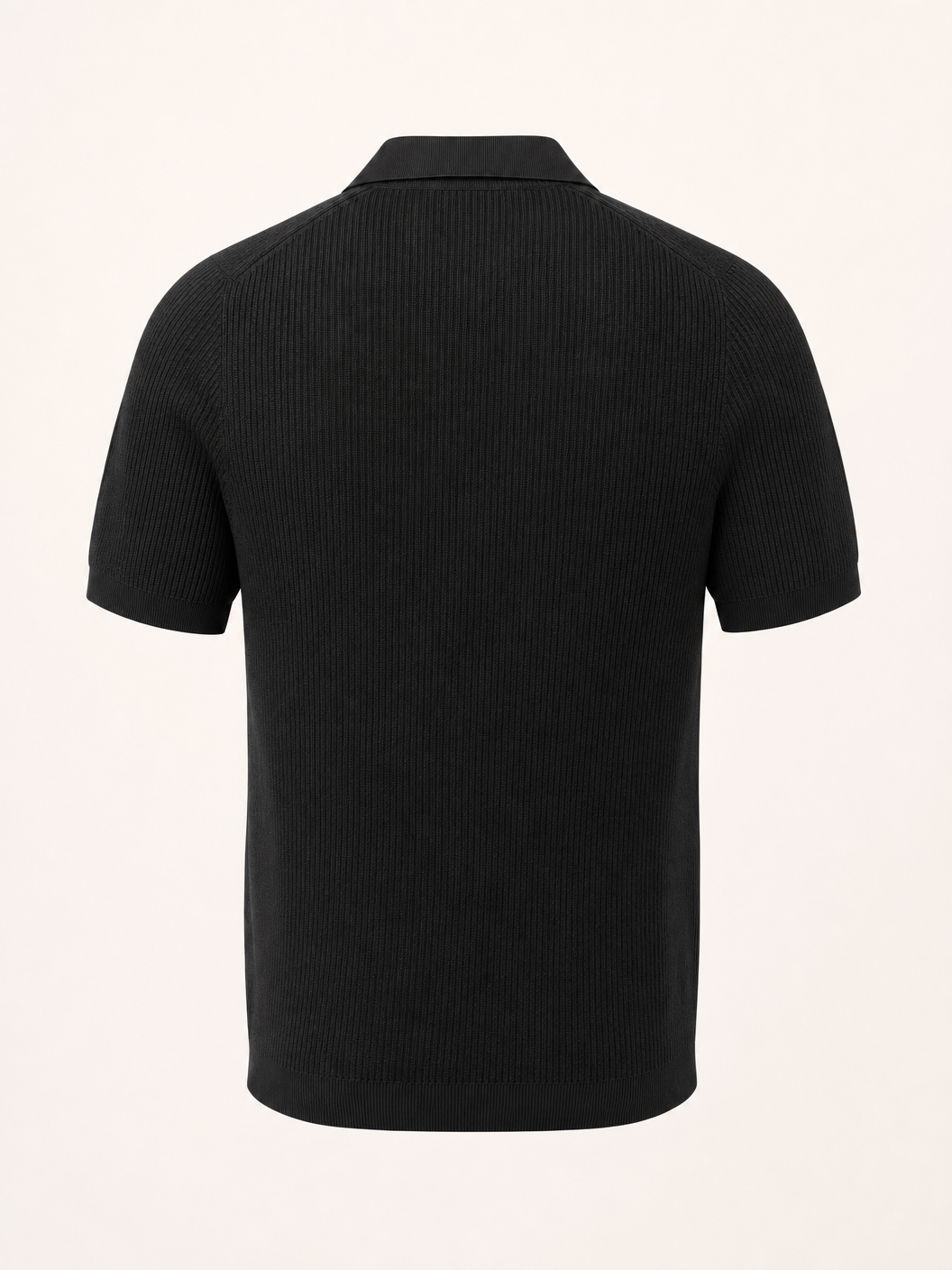 Ferrante Textured Polo – Black - Ghost Mannequin Back