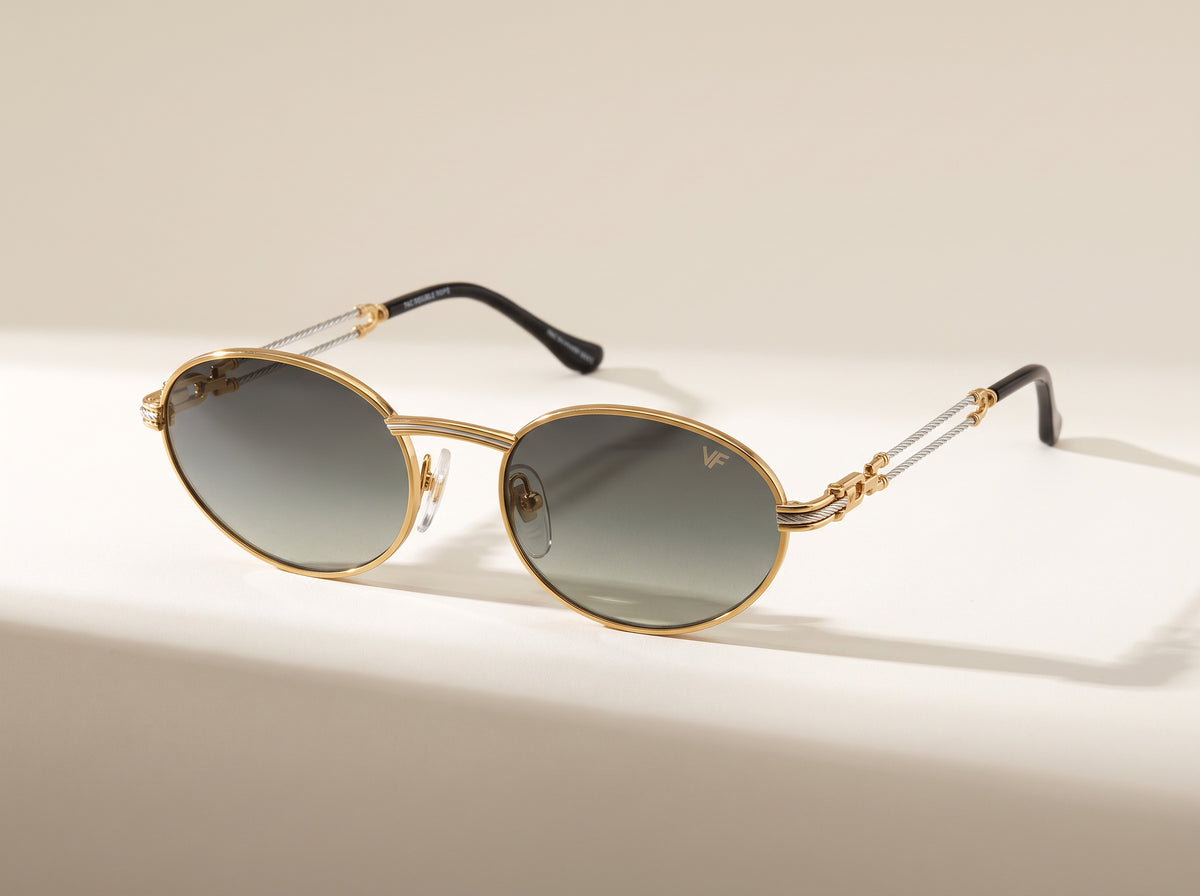 Vintage Frames Pac Double Rope Edition 18KT Two-Tone Gold – Gray – YELLOW / WHITE GOLD / GRAY - Three-quarter