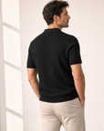 Ferrante Textured Polo – Black - Detail Back