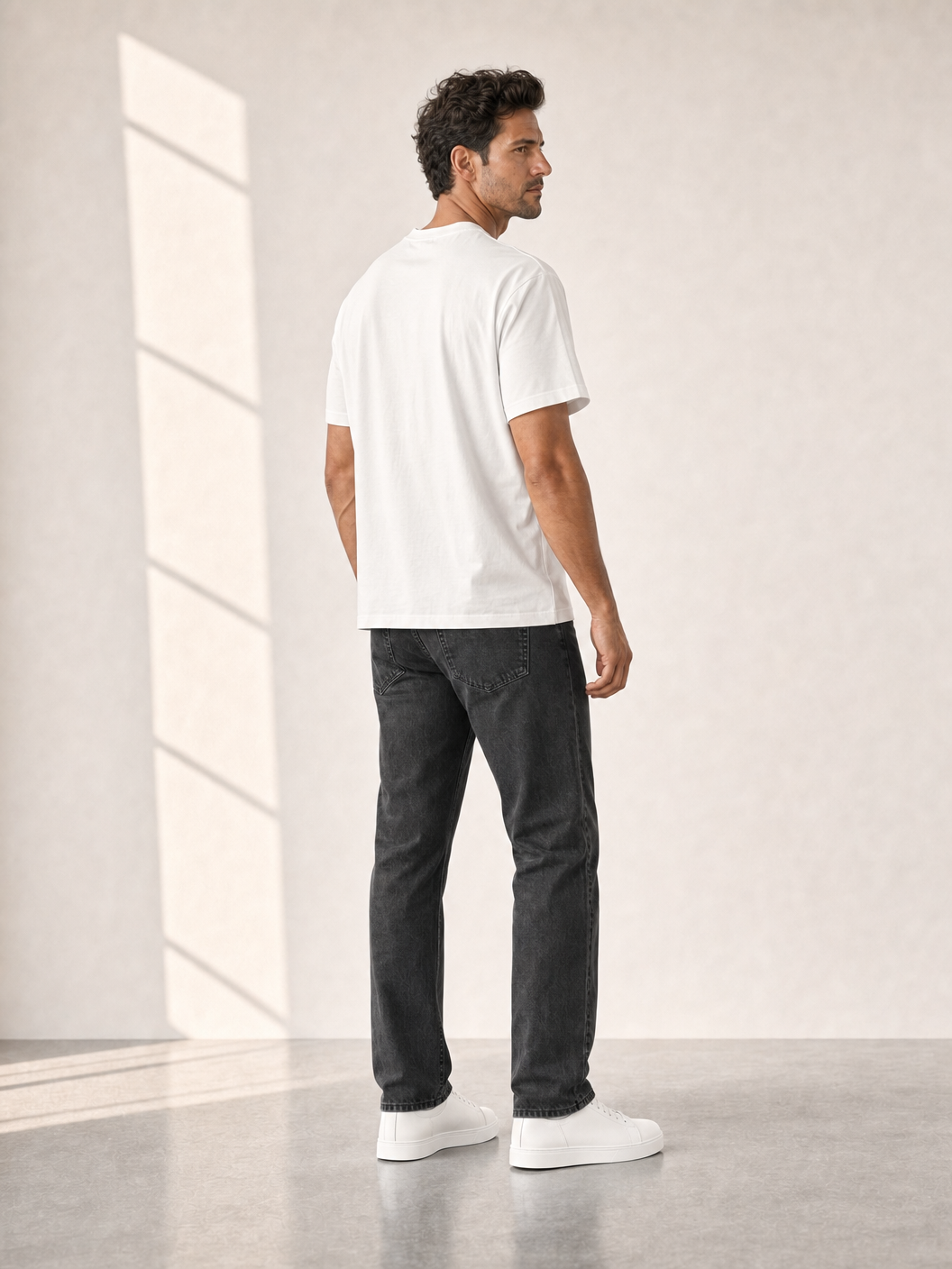 Bastille Direct Printed T-Shirt Azul — White — On Model Back