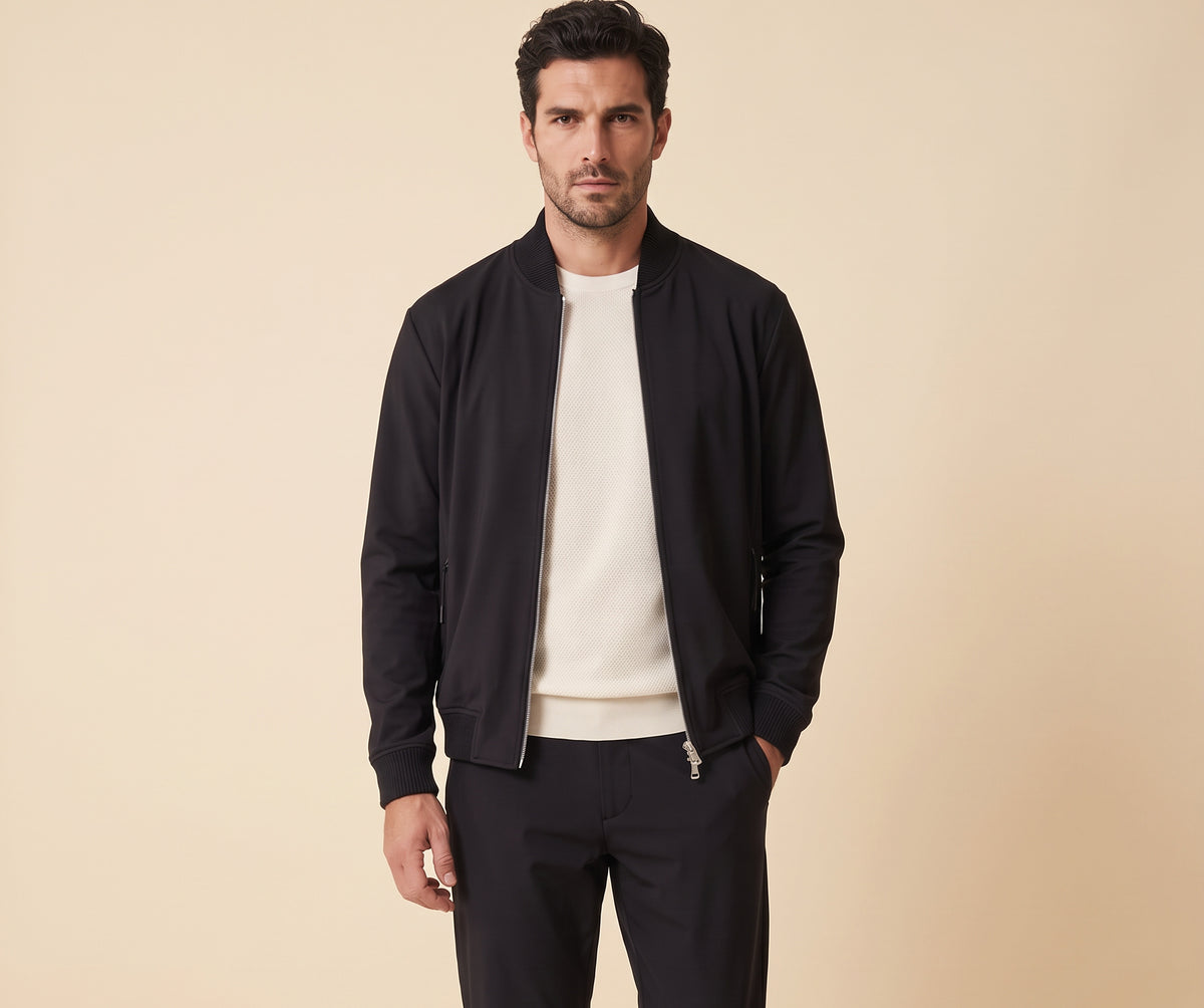 FRADI Barry Zip Bomber – BLACK - Hero Front