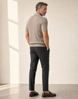 Gran Sasso Cotton Cable Knit Full-Button Polo – Mushroom - Full Body Back