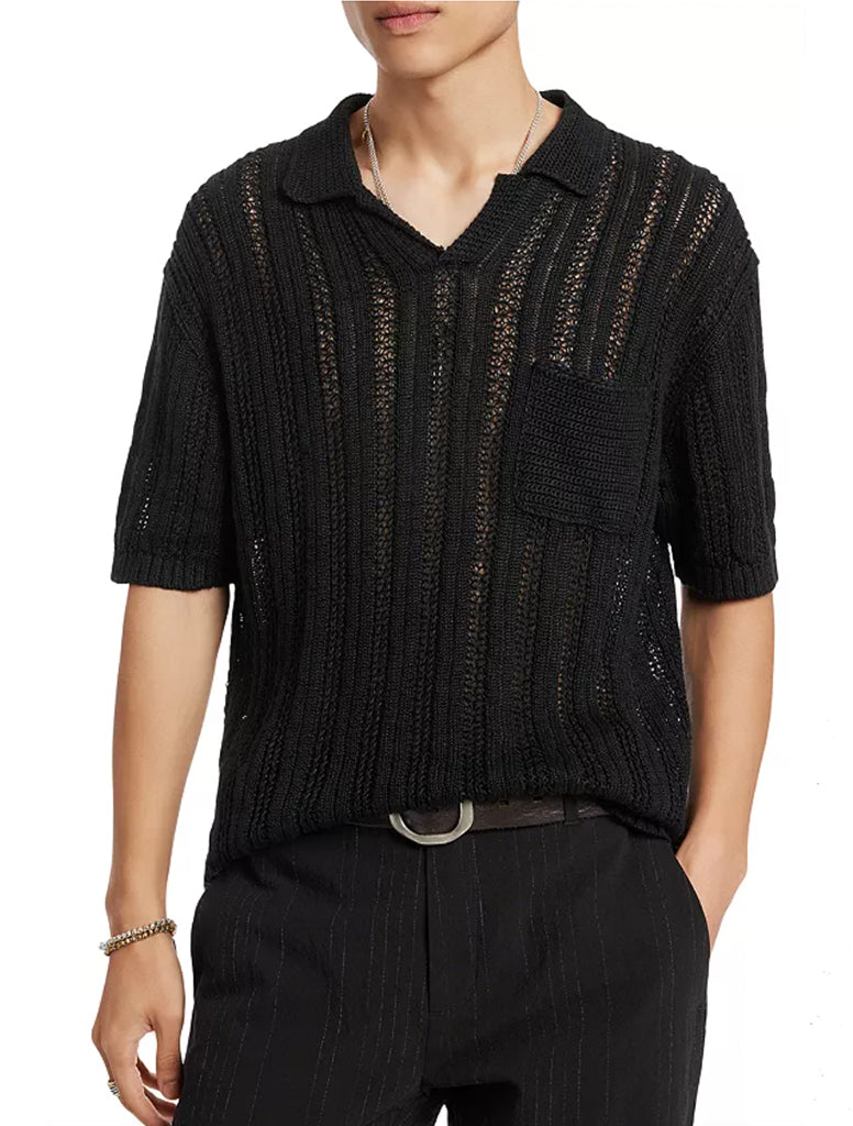 ODIN TEXTURED LINEN POLO - JOHN VARVATOS