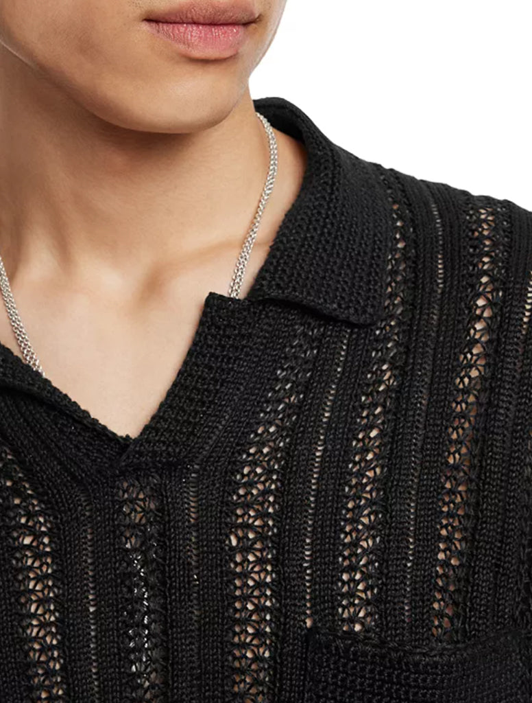 ODIN TEXTURED LINEN POLO - JOHN VARVATOS