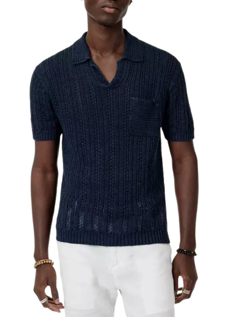 ODIN TEXTURED LINEN POLO - JOHN VARVATOS