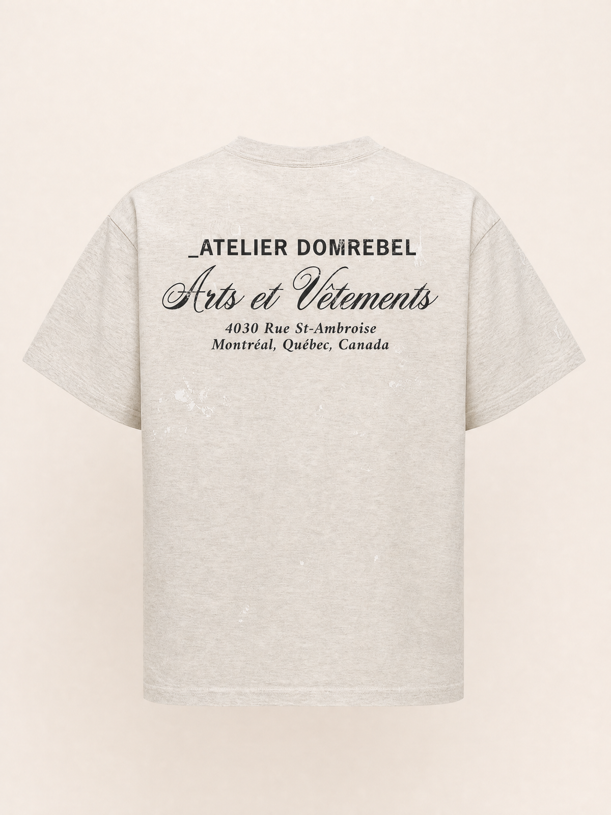 ART VETEMENTS T-SHIRT - DOM REBEL – GREY - Ghost Mannequin Back