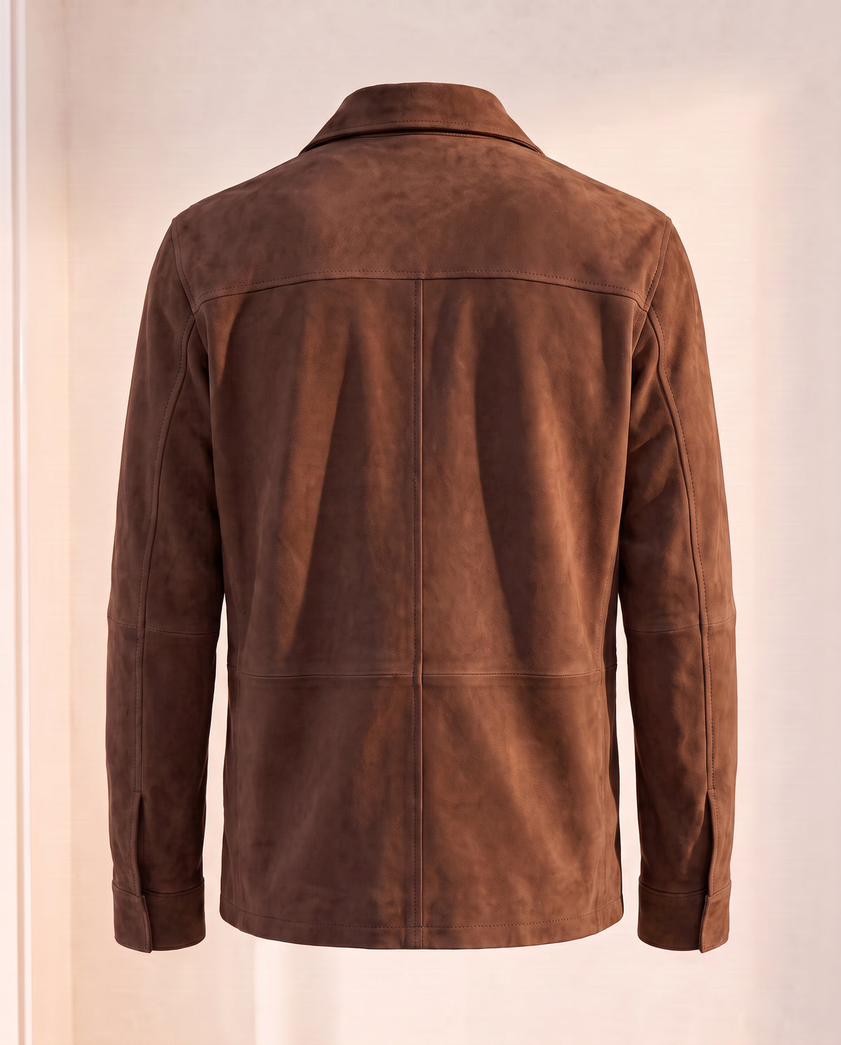 Soft Suede Aiden Pocket Shirt Jacket – SAND – BROWN - Ghost Mannequin Back