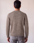 FERRANTE ROYAL RED WOOL-CASHMERE MELANGE CREWNECK – WARM BROWN GREY CREAM MELANGE - Mid-body Back
