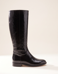 L’AGENCE Cortland Boot – BLACK CRINKLE PATENT - Side Profile