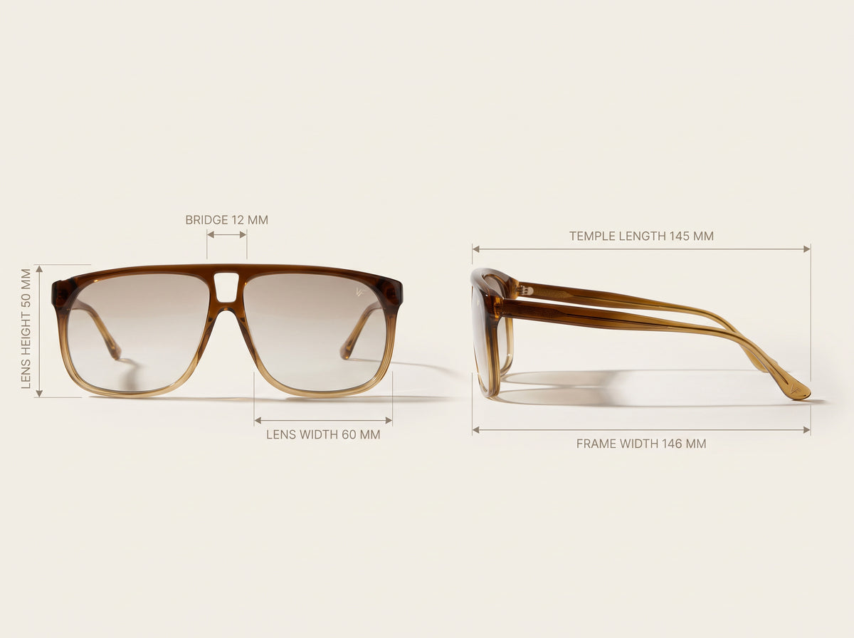 Vintage Frames Riviera Gradient Brown – Light Brown Gradient – GRADIENT BROWN / LIGHT BROWN GRADIENT - Measurements