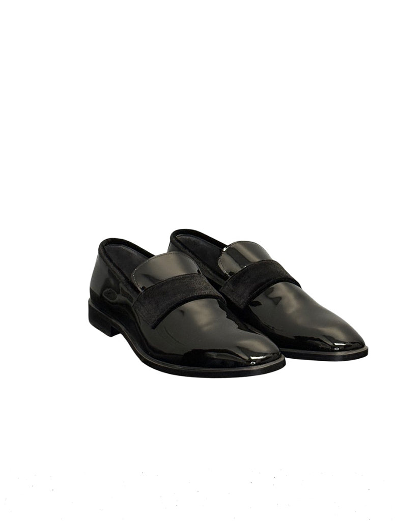 PATENT LEATHER WITH VELVET TRIM DRESS SHOE - DEBONAIR
