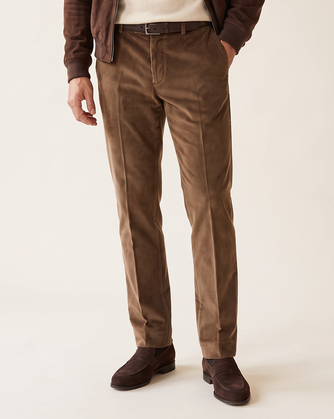 Brandon Corduroy Trousers – SAND – DARK BROWN - Hero Front