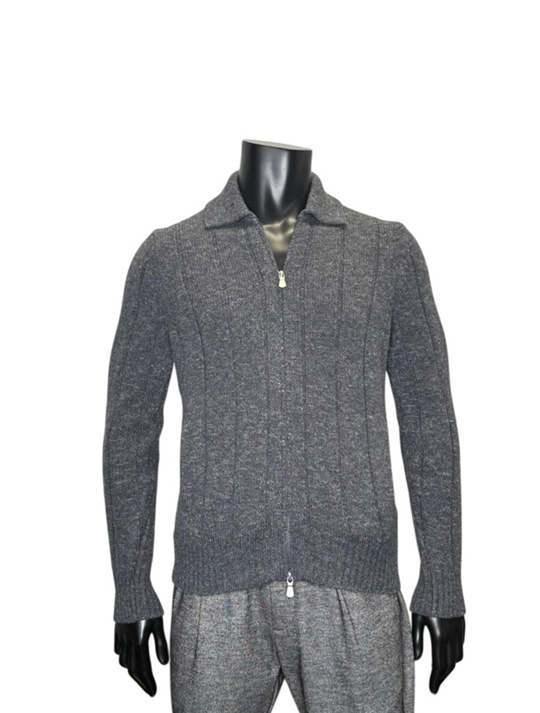 PRINTED YARN DROPSTITCH ZIP KNIT - GRAN SASSO