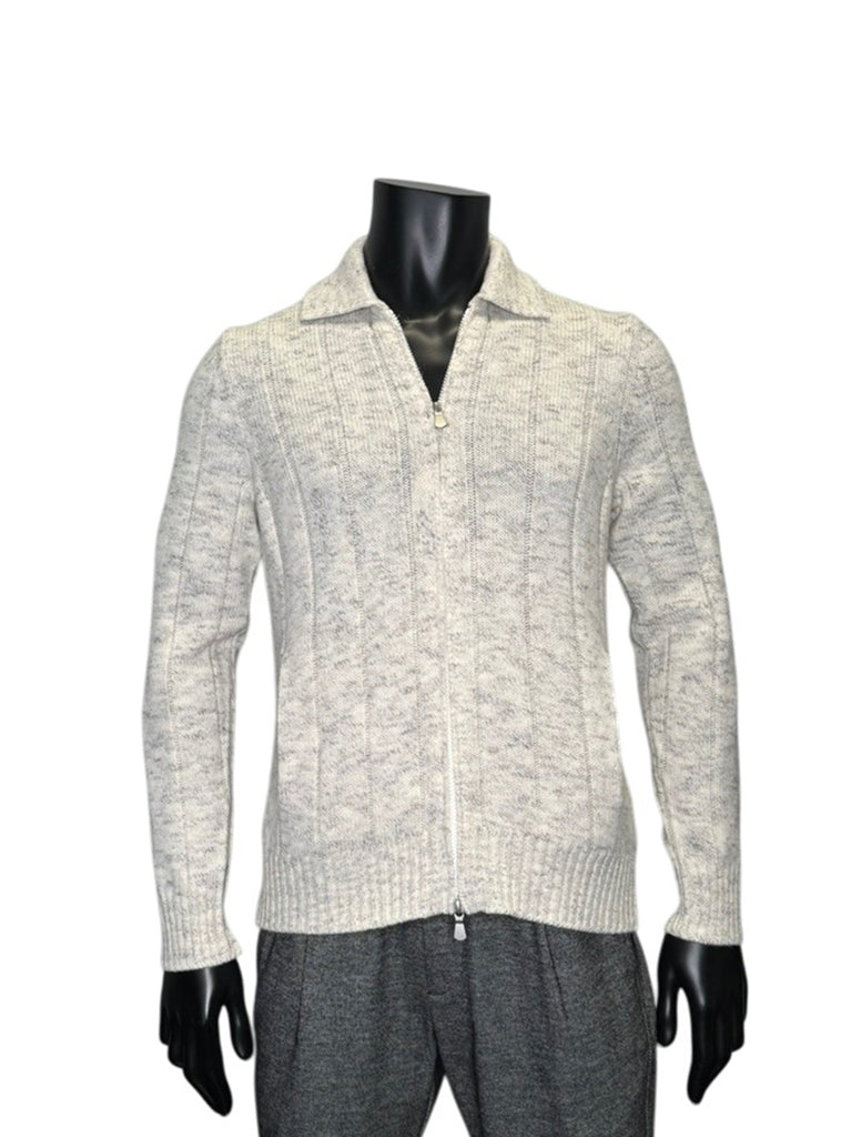 PRINTED YARN DROPSTITCH ZIP KNIT - GRAN SASSO