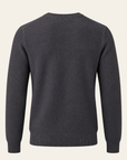 FERRANTE ESSENTIAL TEXTURED MERINO CREWNECK – DARK CHARCOAL - Ghost Mannequin Back