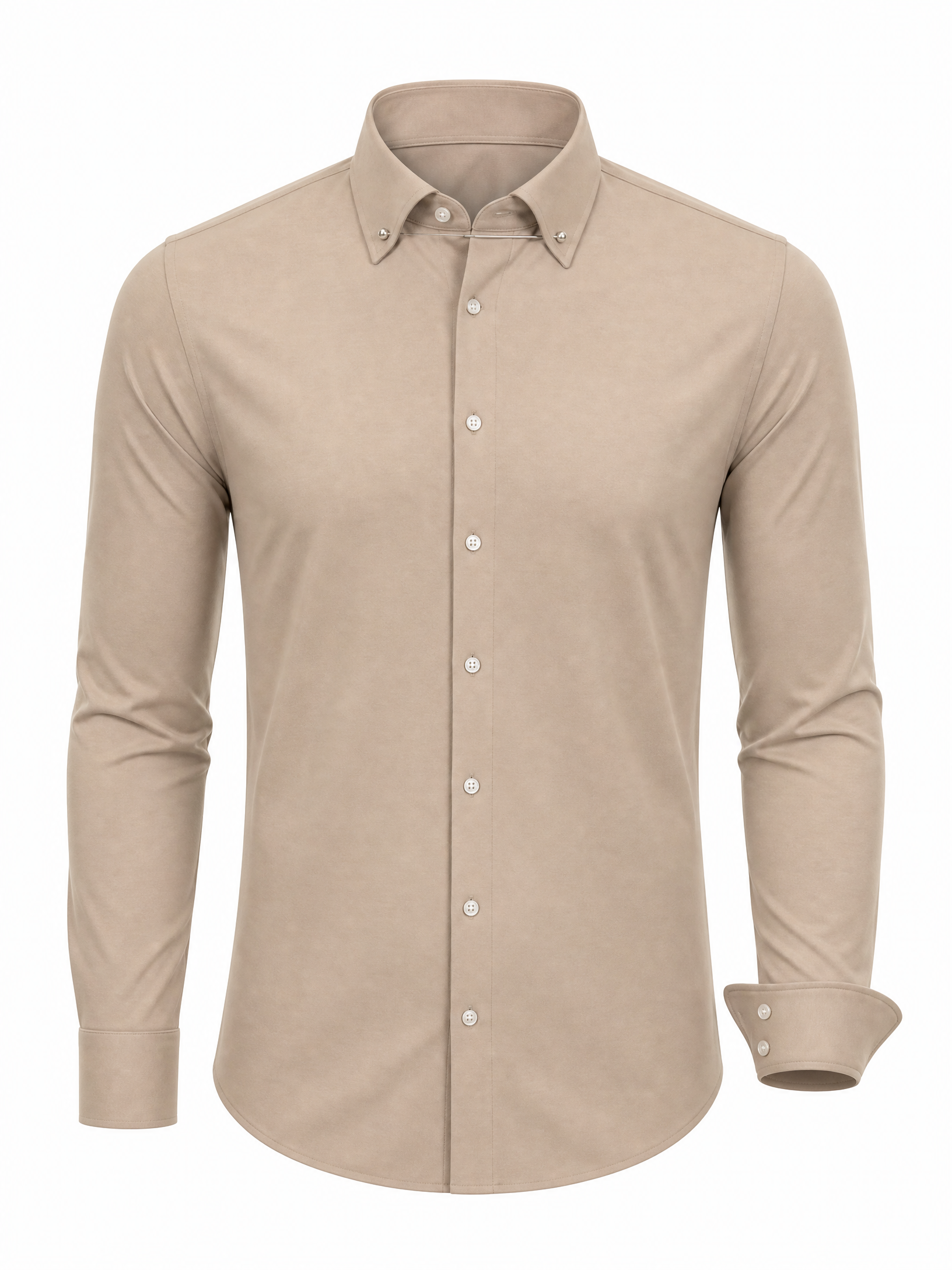 SAND Jersey Dress Shirt – TAN - Ghost Mannequin Front