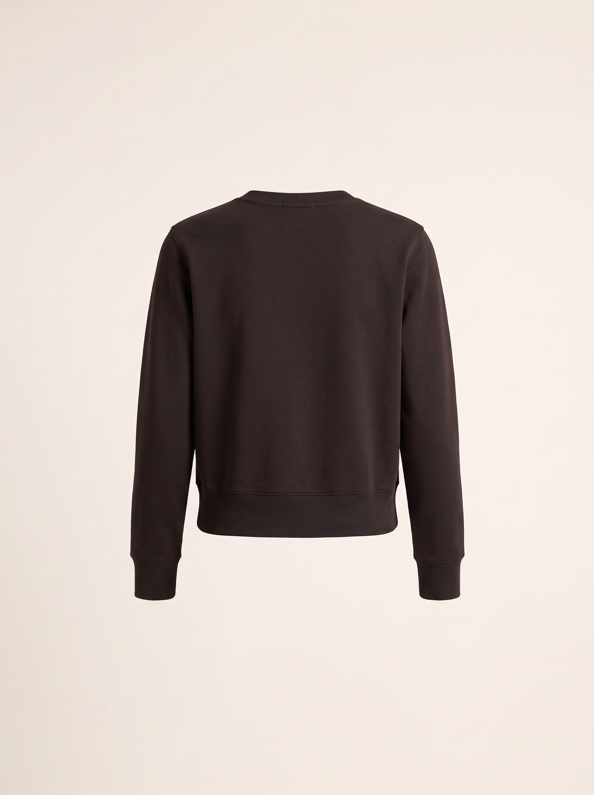 Brushed Pima Cotton Cropped Sweatshirt – MOLASSES - Ghost Mannequin Back