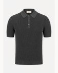 Ferrante Textured Polo – Black - Ghost Mannequin Front
