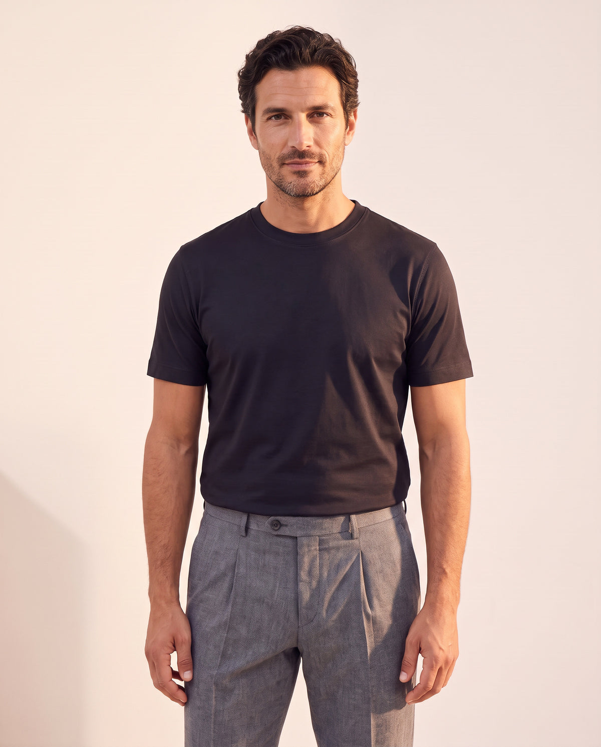 Circolo 1901 Cashmere-Touch Short-Sleeve T-Shirt – BLACK - Hero Front