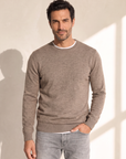 MERINO MOULINE WOOL CREWNECK – LIGHT CAMEL - Hero Front