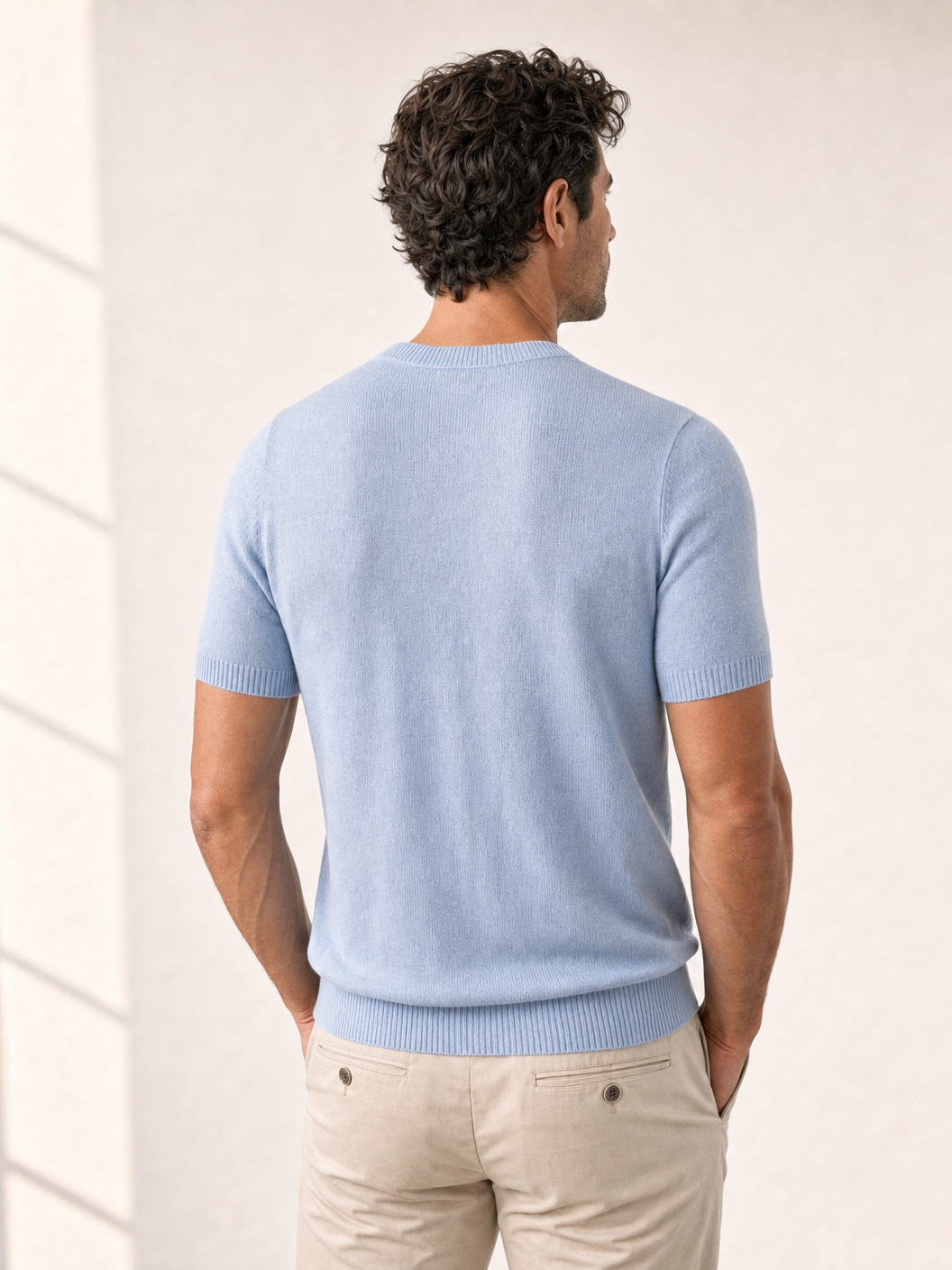 Ferrante Linen T-Shirt – Blue - Detail Back