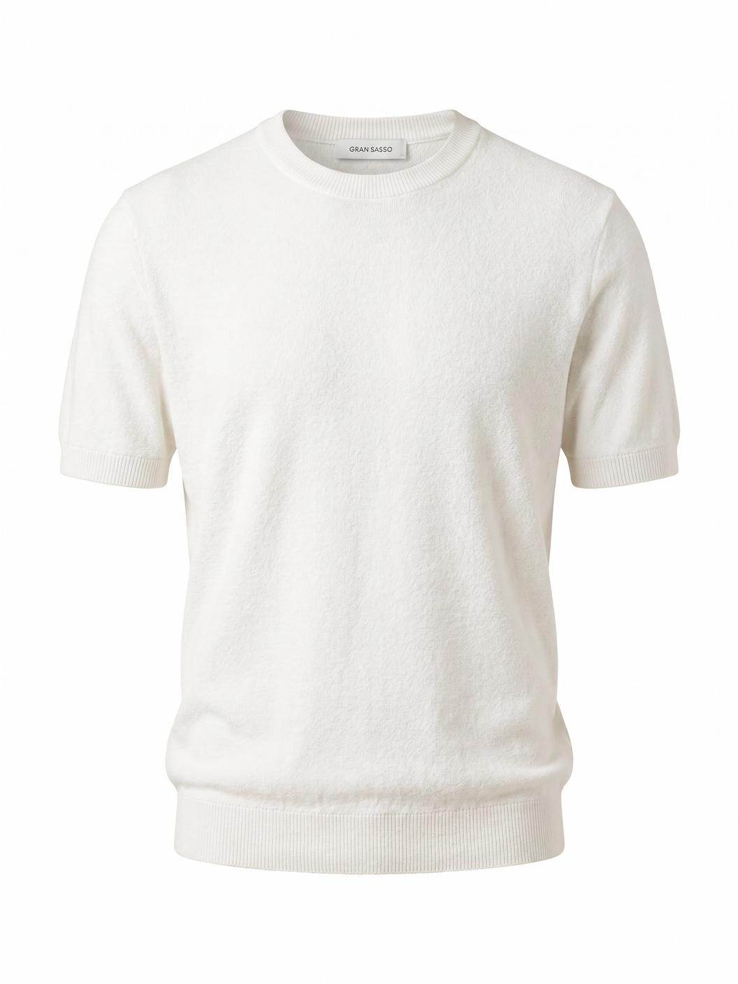 Gran Sasso Terry Cotton T-Shirt – White - Ghost Mannequin Front