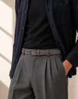 Paolo Vitale Suede Belt – GREY - Styled Three-Quarter