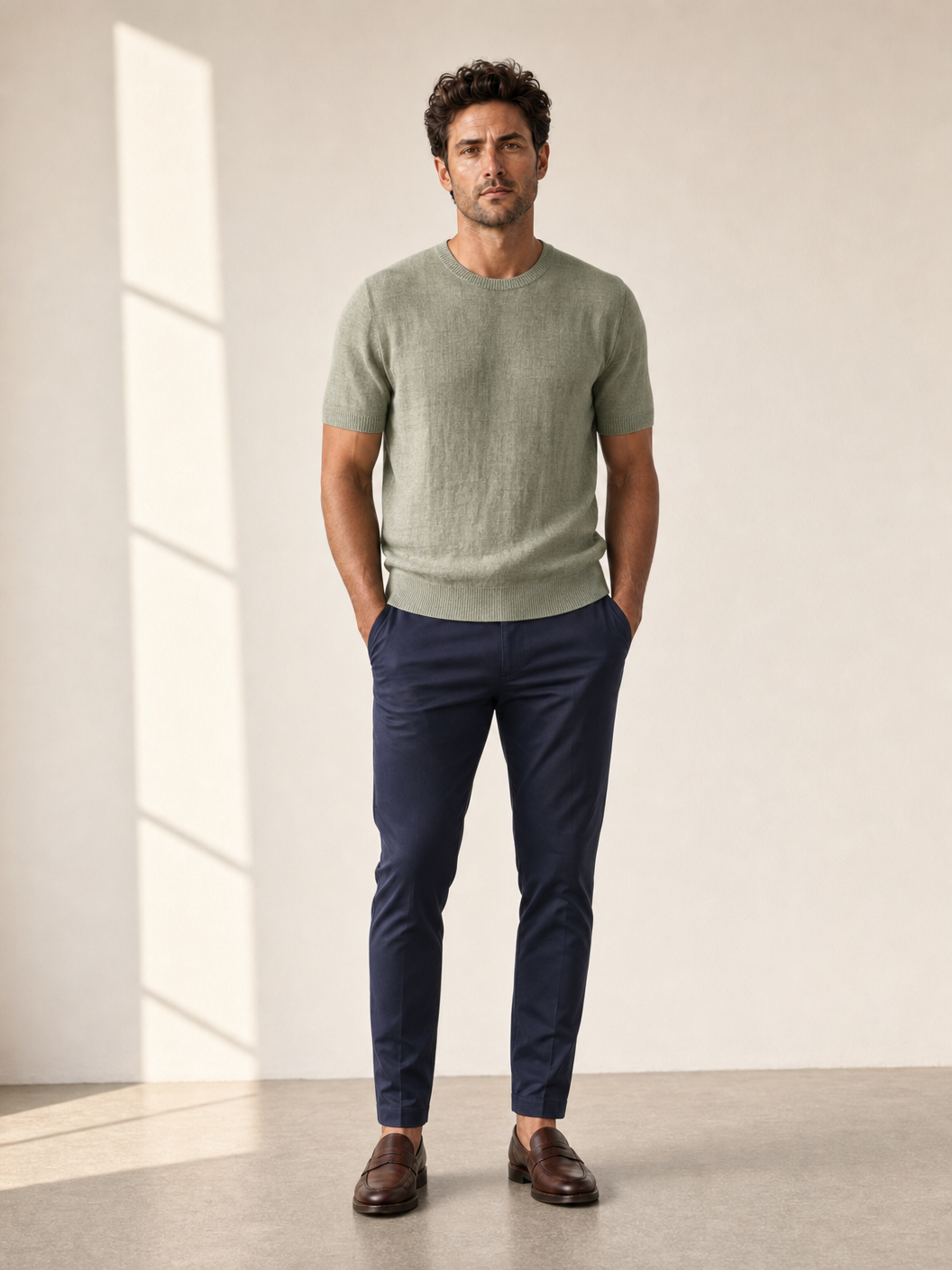 Ferrante Linen T-Shirt – Sage - Hero Front