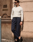 ARGYLE DETAIL WOOL CASHMERE CREWNECK - GRAN SASSO