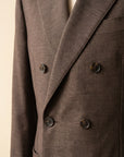 FRADI SLJ Double-Breasted Jacket – BROWN - Lapel Button Detail