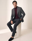 Star Napoli Textured Blazer – SAND – SMOKY GREY - Full Body Front