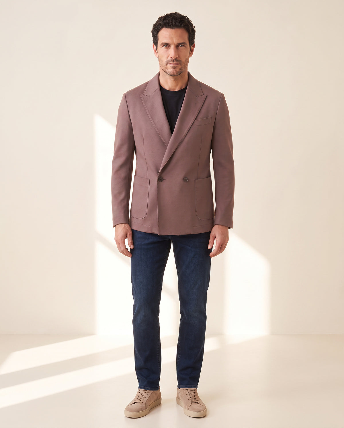 Circolo 1901 Double-Breasted Jersey Blazer – 3111 - Full Front Model