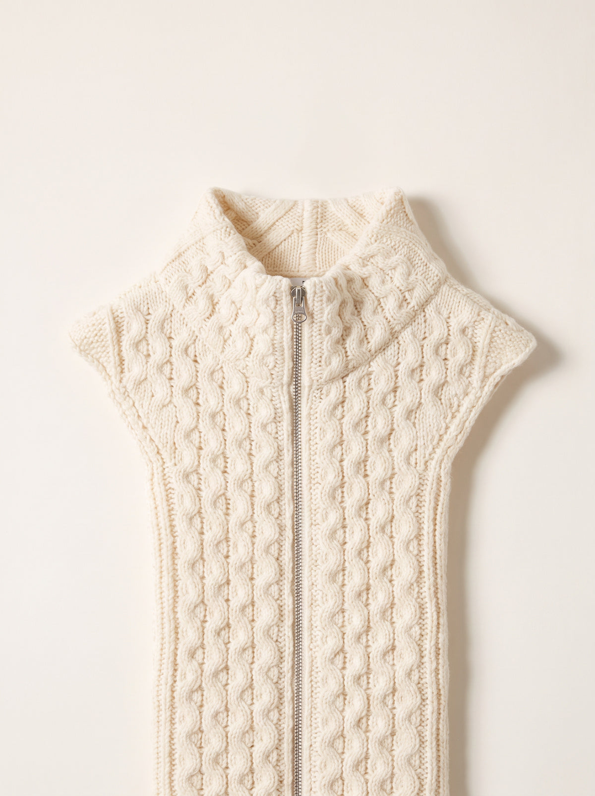 Upstate Wool Dickey — Ivory – IVORY - Collar and Zip Detail