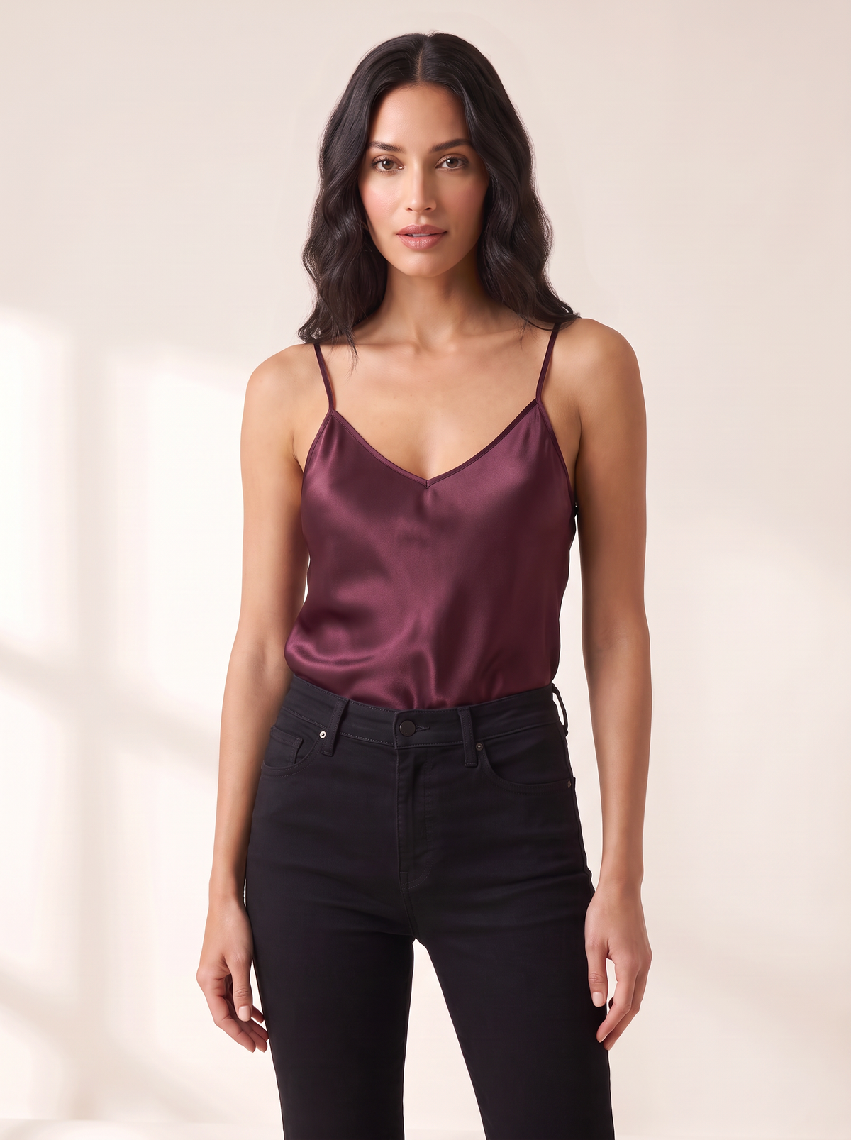 L’AGENCE Lexi Silk Camisole – DEEP SANGRIA - Hero Front