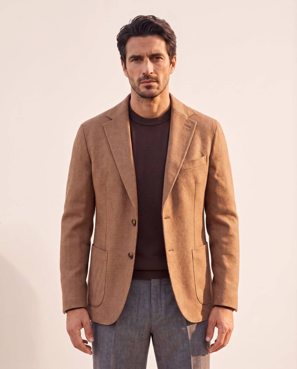 Circolo 1901 Garment-Dyed Soft Twill Wool Blazer – LIGHT MOCHA - Hero Front