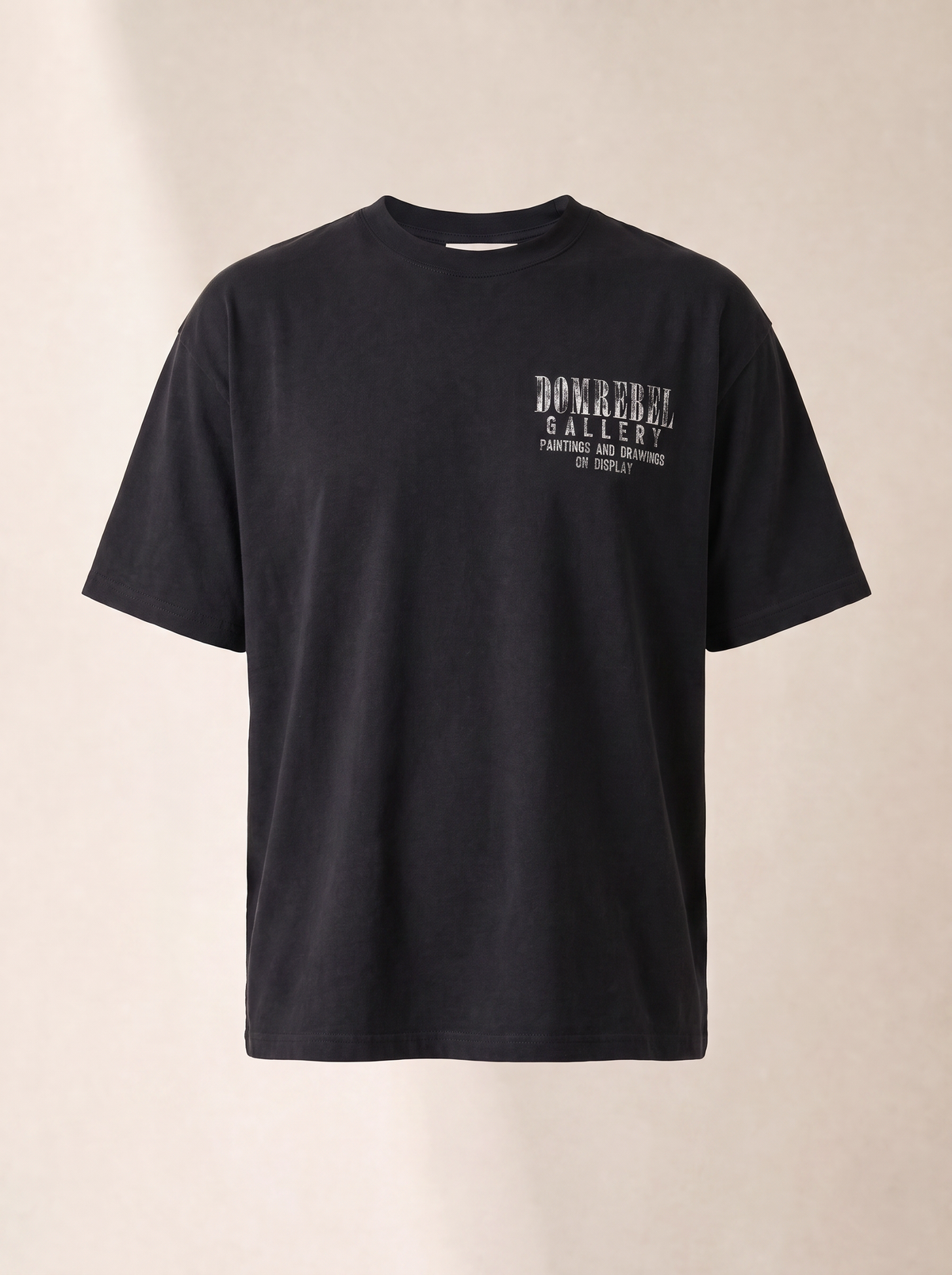 GALLERY T-SHIRT - DOM REBEL – BLACK - Ghost Mannequin Front