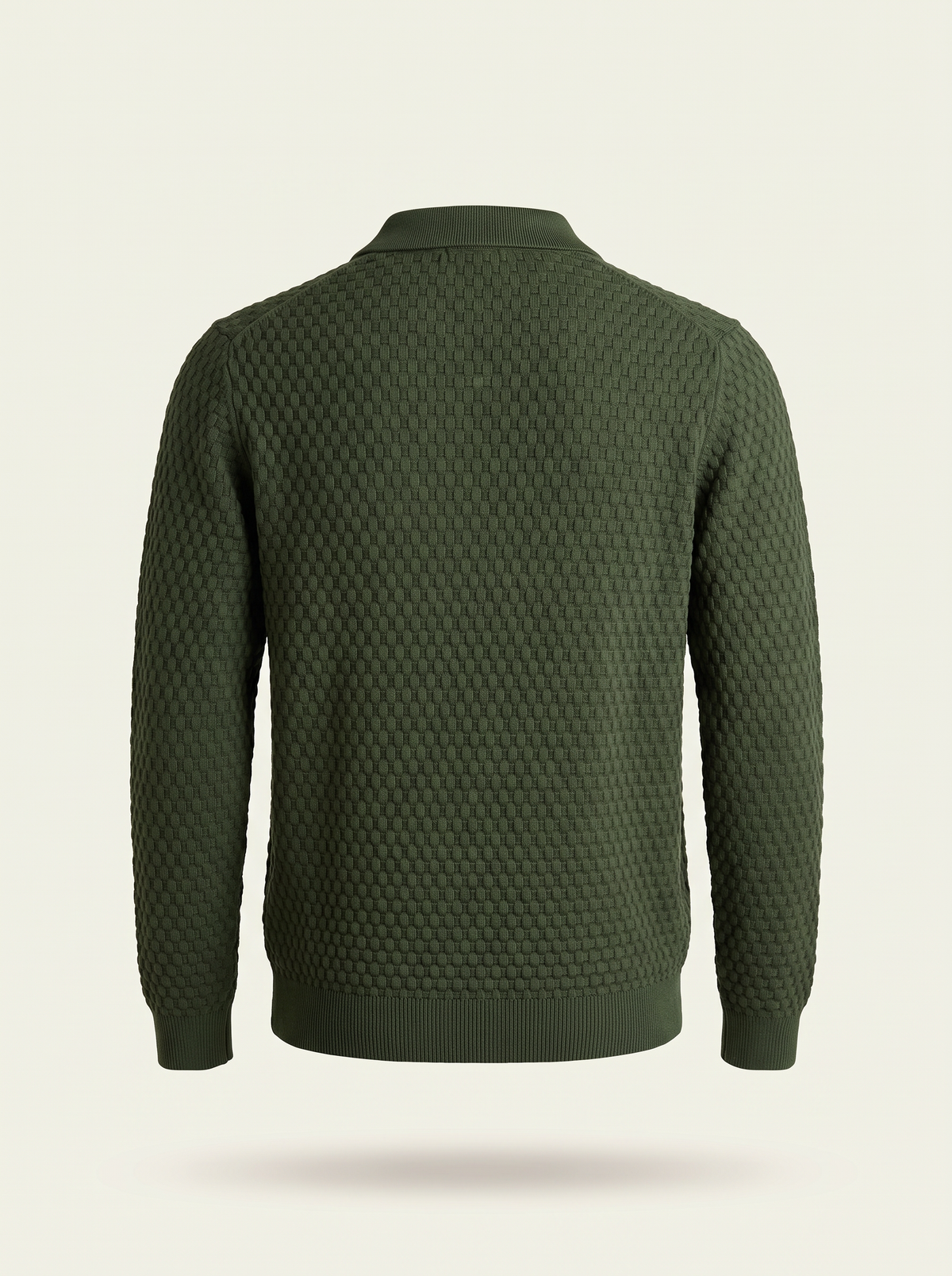 CHECK STRUCTURE KNITTED LS POLO - LES DEUX – RIFLE GREEN - Ghost Back